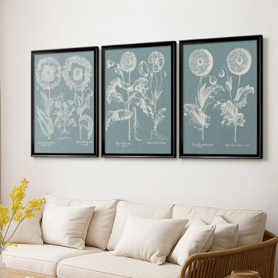 Besler Poppies I - Toile tendue avec châssis sur mesure - 3 pièces