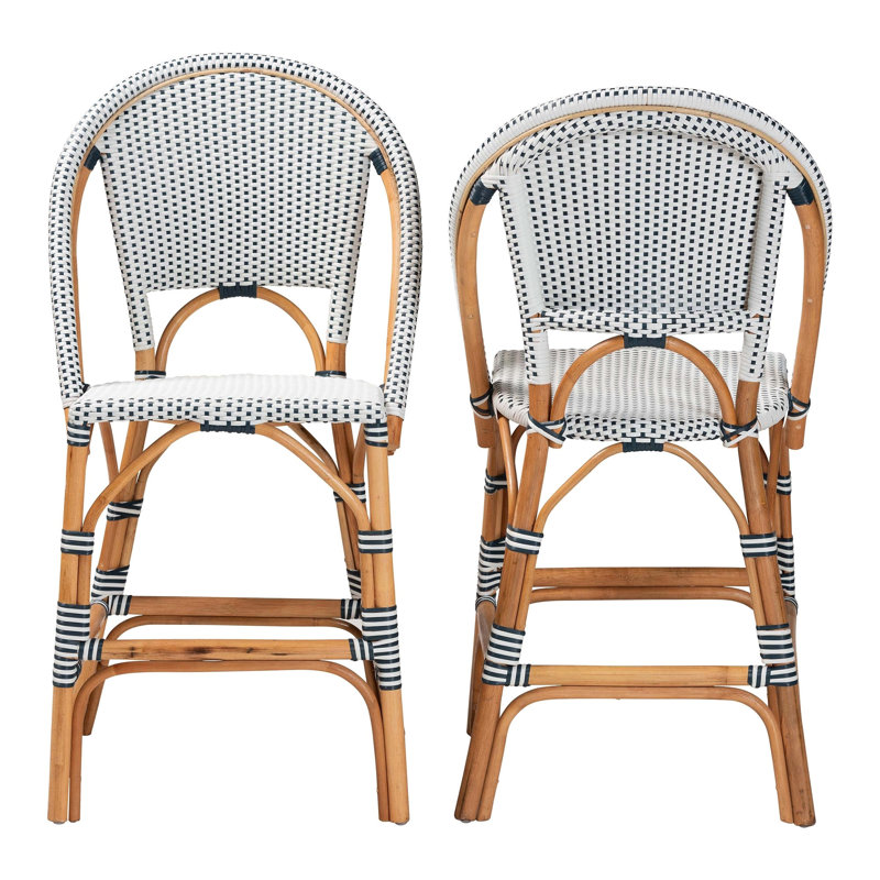 Ensemble de tabouret de comptoir 2 pièces Classic French, Tabouret de comptoir, 2, Bleu marine/blanc