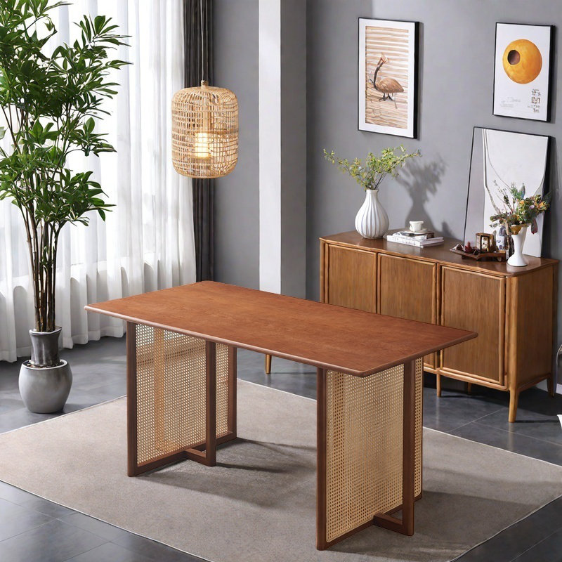 Table en bois massif avec joints à mortaise-tenon., H 29,13 po x L 70,87 po x l 31,5 po
