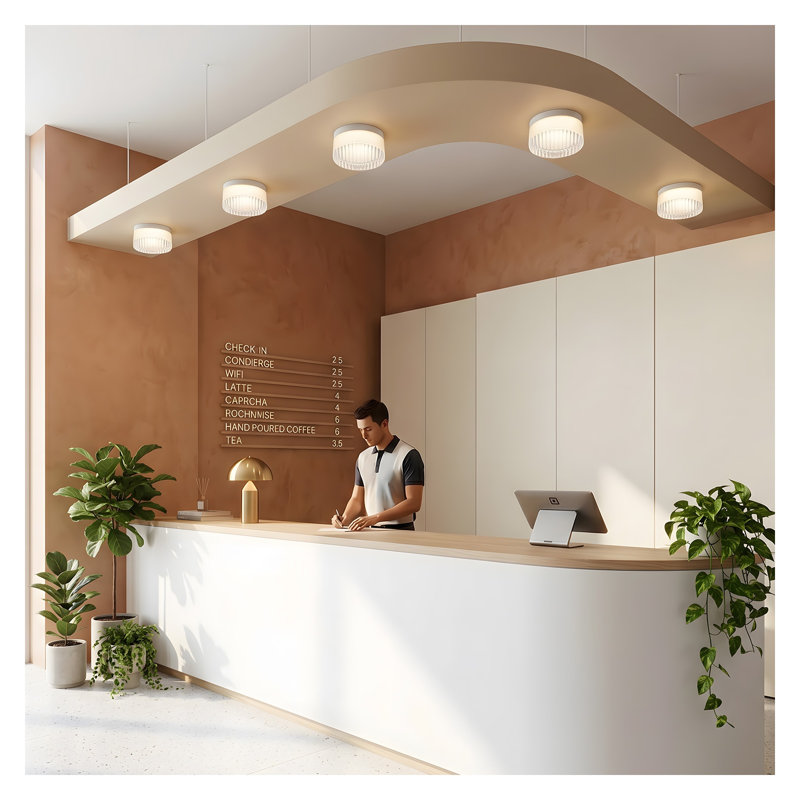 Applique murale ronde minimaliste avec abat-jour en verre rayé, luminaire DEL en aluminium pour salle de bain, table de chevet et couloir - Blanc