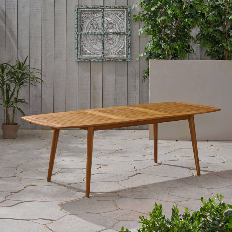 Table de salle à manger d'extérieur extensible en bois d'acacia, Teck