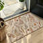 Tapis d'intérieur 120 x 80 cm à motif botanique neutre, style champêtre vintage, motif de feuilles.