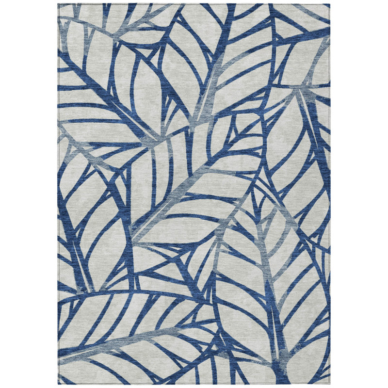 Neysa Washable Floral Indoor / Outdoor Rug, Rectangle 9' x 12'