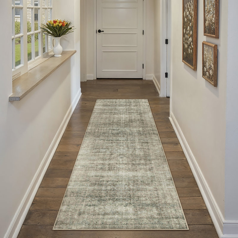 Tapis lavable rétro avec envers antidérapant Elias, Tapis de couloir 2 pi x 8 pi