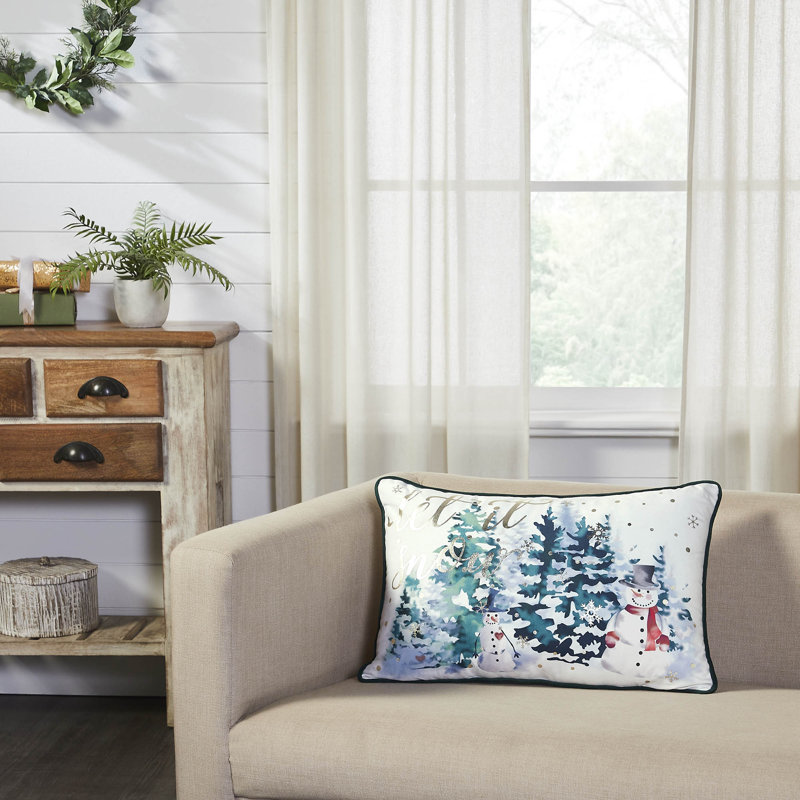 Let It Snow White and Gold Christmas Pillow
