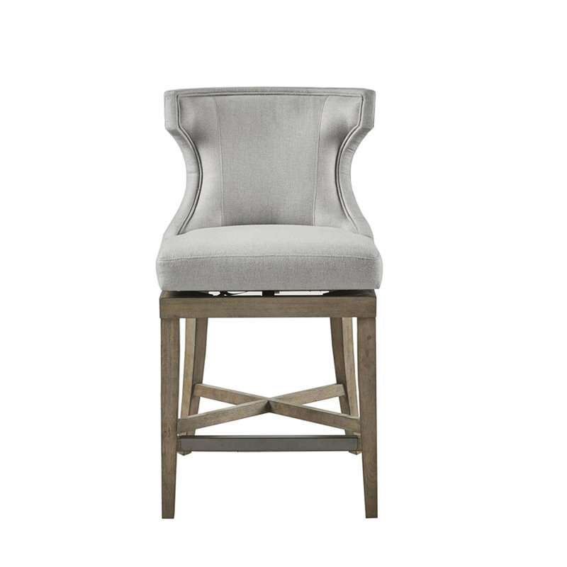 Tabouret de comptoir pivotant Hajir, Gris clair, Tabouret de comptoir (siège d'une hauteur de 25,2