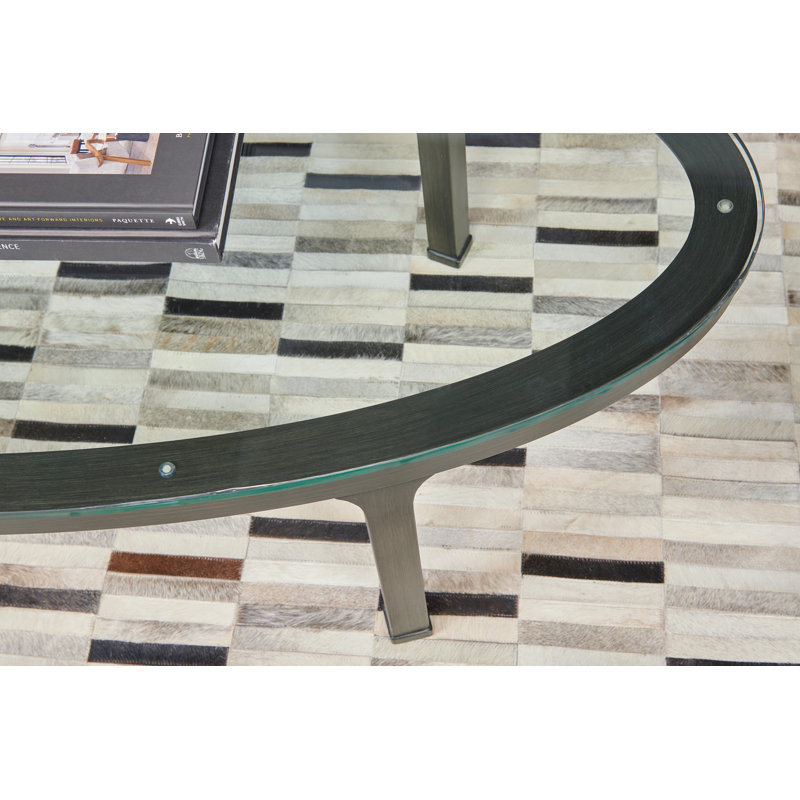 OVAL GLASS TOP COFFEE TABLE