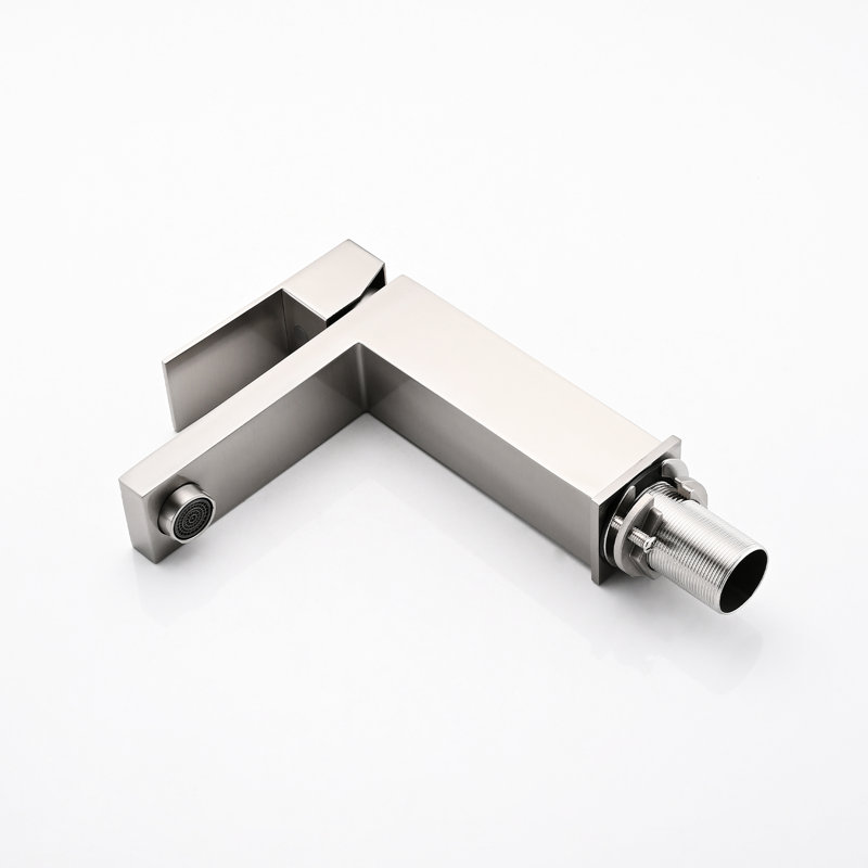 Robinet de salle de bain à un trou - Acier inoxydable monté sur le comptoir avec assemblage de drain, nickel brossé, débit 1,2, poignée à levier, valve à disque en céramique pour lavabo moderne et finition nickel,