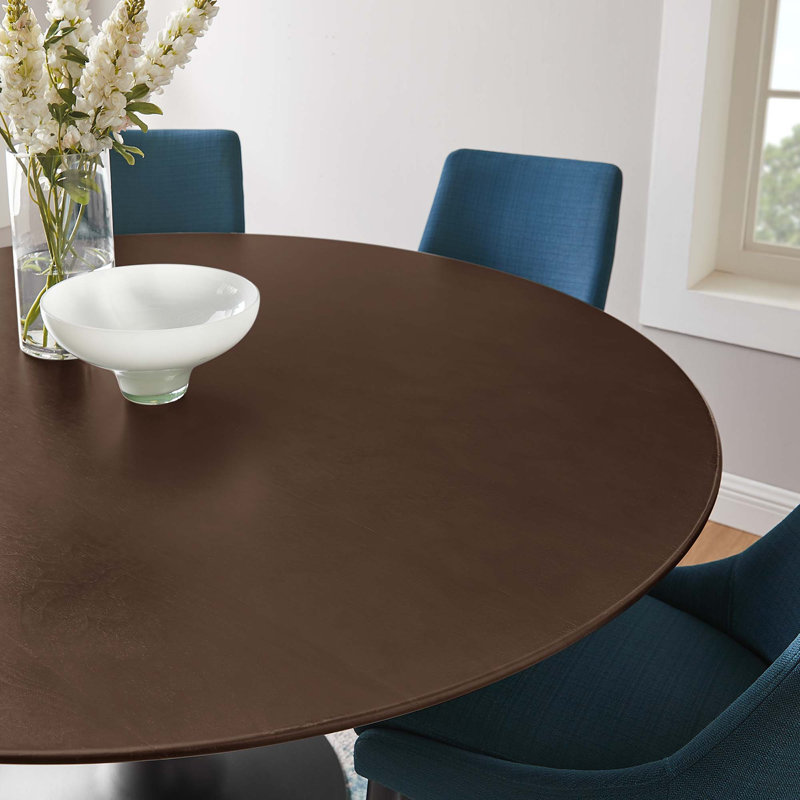 Table de salle à manger Modway Lippa, Noir, Noyer cerise, L 60 po x l 60 po
