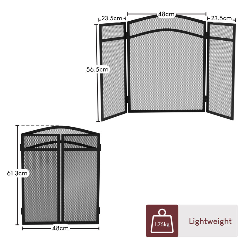 Milton 3 Panel Steel Fireplace Screen