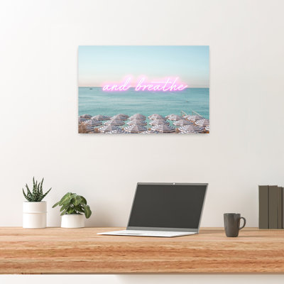 And Breathe Oceanfront Peaceful Serene Tranquil Coastal Wall Art Print by Talitha McQueen - Print