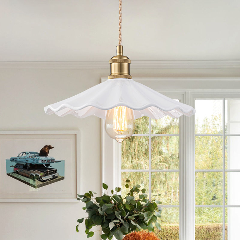 1-light Pleated Ceramic Single Pendant