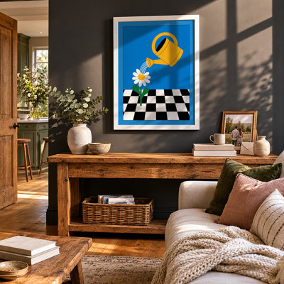 Watering the Daisy Modern - Framed Print