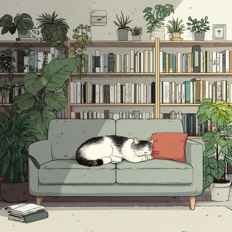 Cozy Sofa Cat II Wrapped Canvas Wall Art, 30" H x 30" W