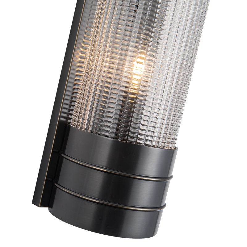 Urban Bronze Dimmable Geometric Vanity Light with Matte Opal Glass