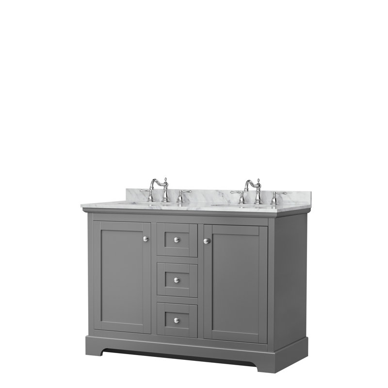 Ensemble de meuble-lavabo double 48 po Avery, Gris foncé, Chrome poli