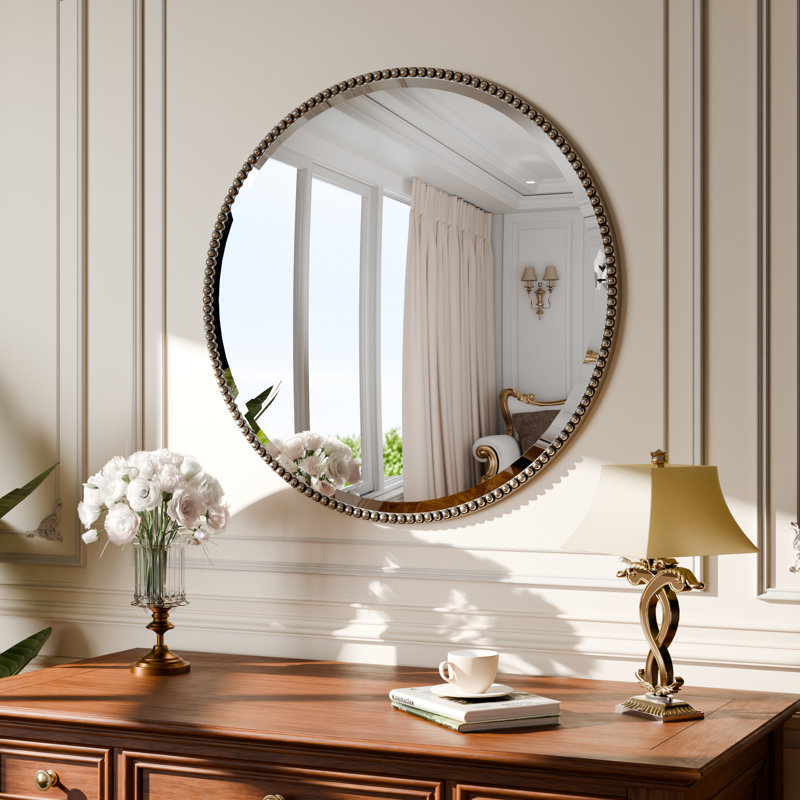 Miroir décoratif rond, Argent argent, 36 po x 36 po