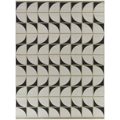 Charcoal Geometric Indoor Outdoor Rug