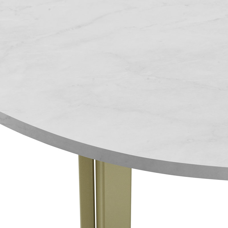 Table basse à cadre Claudia, Marbre blanc, Or