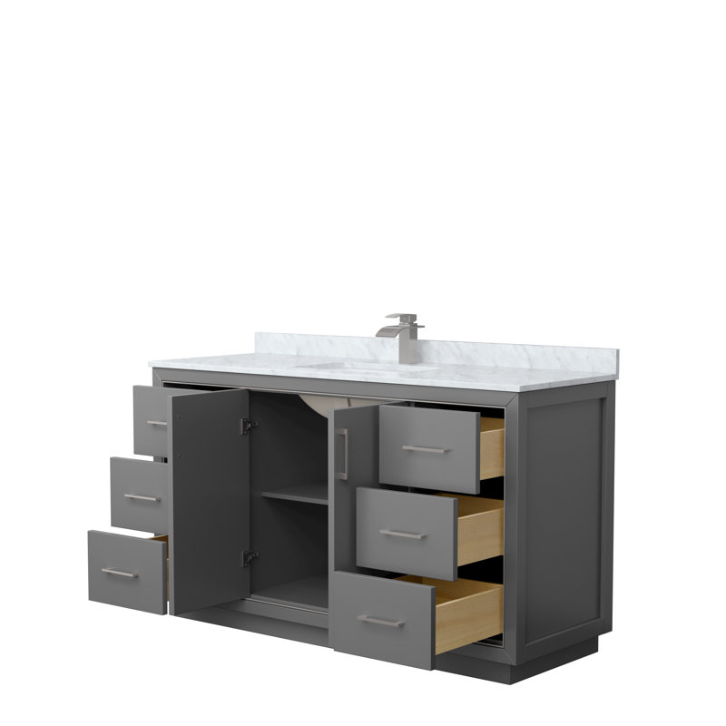 Ensemble de meuble-lavabo simple 60 po Icon, Nickel brossé, Gris foncé