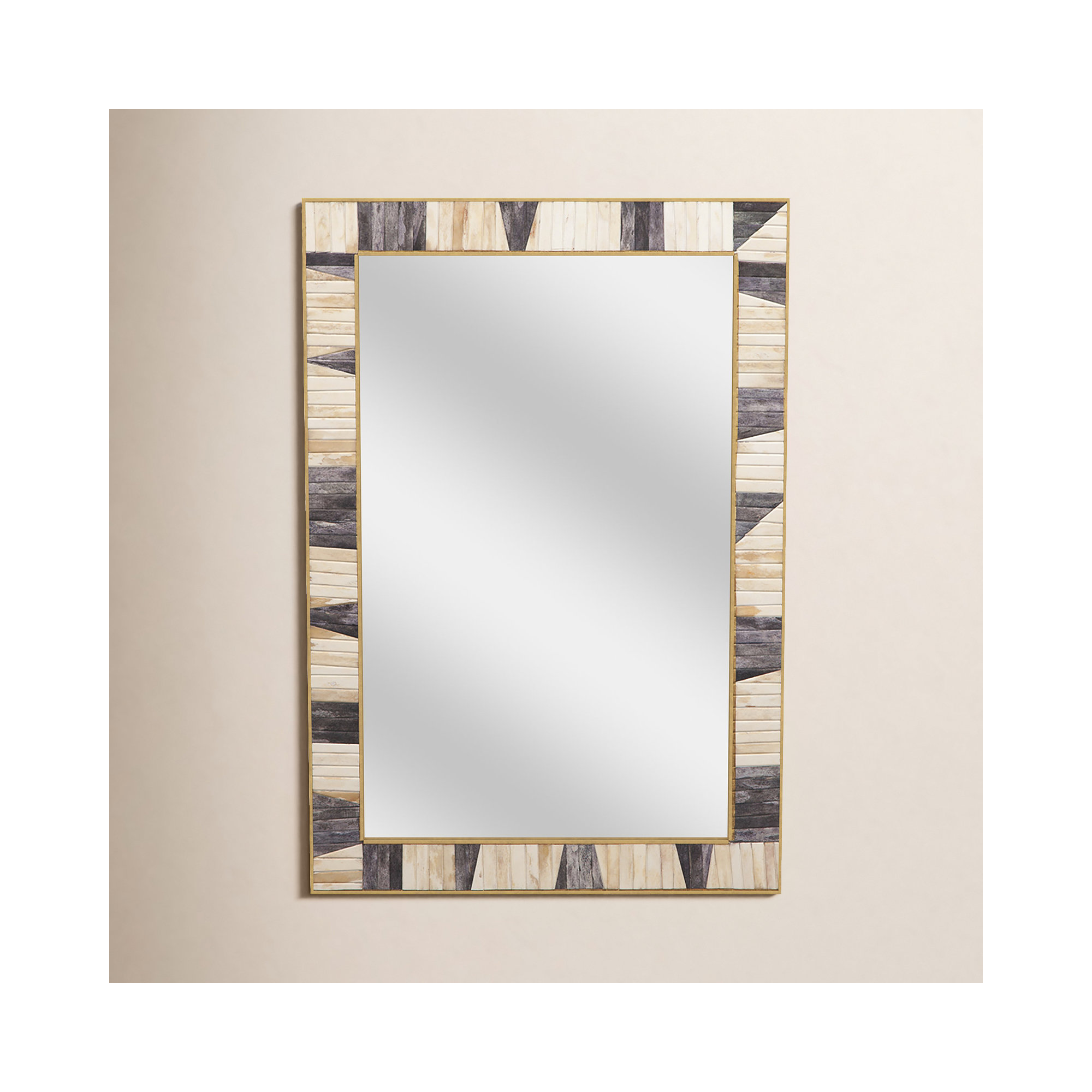 Masala Brass, Bone, And Resin Rectangle Wall Mirror