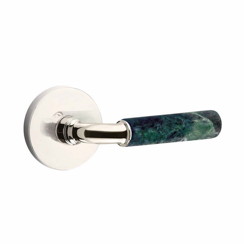 Ensemble de leviers de passage Emtek Select, rosette à disque, tige R-Bar, poignée en marbre vert, l 6 po x L 6 po, Oui
