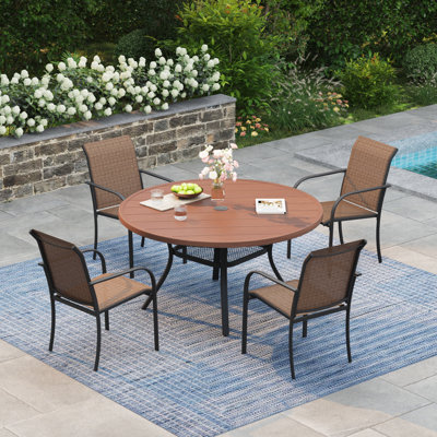 Ensemble de salle à manger de patio pour 4 personnes avec chaises empilables PVC-coated polyester