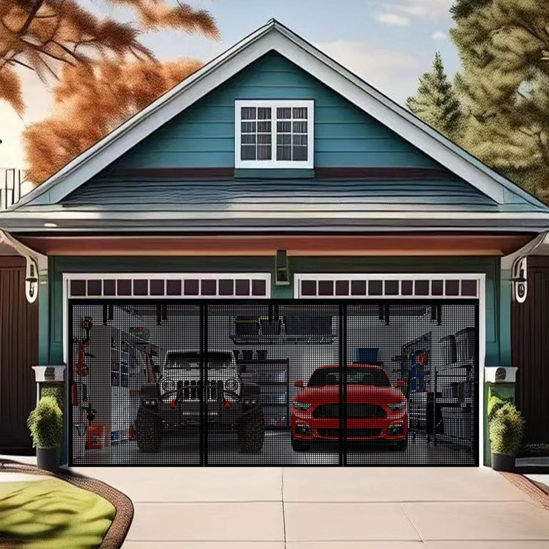 Moustiquaire magnétique de porte de garage de 18 x 8 pi pour garage double