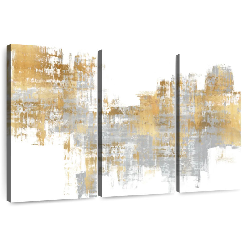 Avery Dynamic Gold On Grey I, 32" H x 50" W