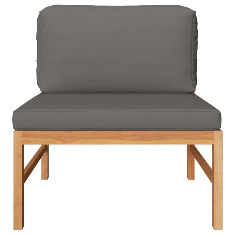 Chaise de patio en teck avec coussins, Gris foncé