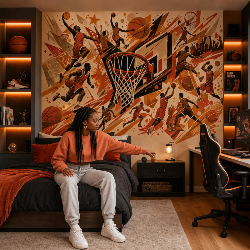 Murale Basketball, 80 po x 96 po, Non tissé