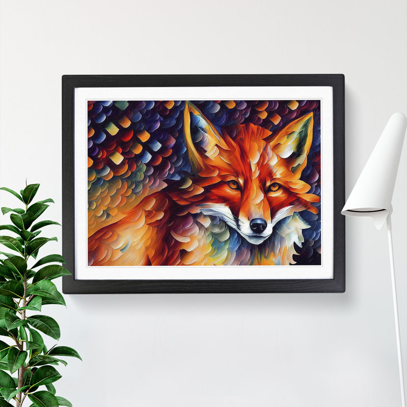 Fox Vol.1 - Single Picture Frame Painting, Black, 46cm H x 64cm W x 2cm D