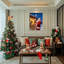 Père Noël renne, art mural sur toile-835484253
