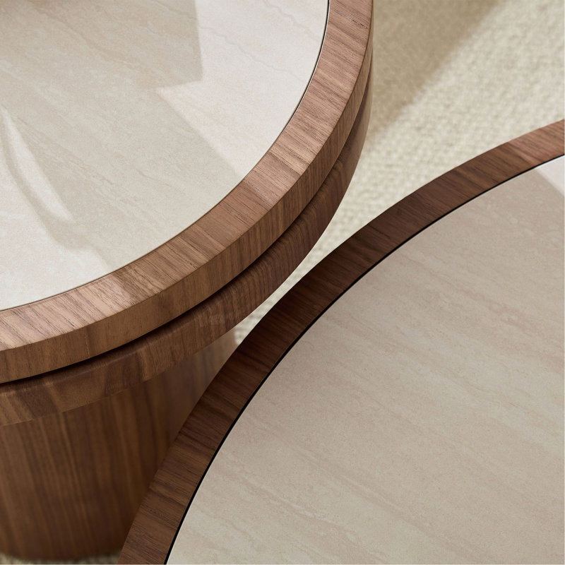 Ensemble de table basse ronde en aggloméré de 19,49 po + 35,43 po en aggloméré pour salon