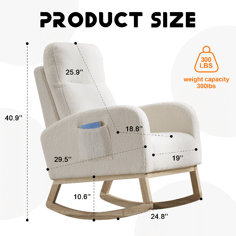 Chaise berçante Teddy, Blanc