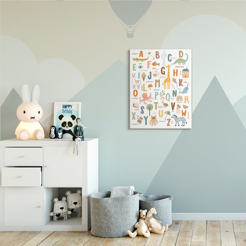 Art mural amusant sur toile ABC, Toile tendue, H 40 po x l 30 po x P 1,5 po