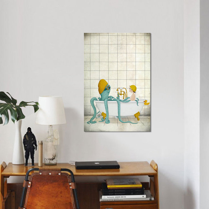 « bain time », impression sur toile, H 12 po x l 8 po x P 0,75 po, Pas de tapis, Toile tendue