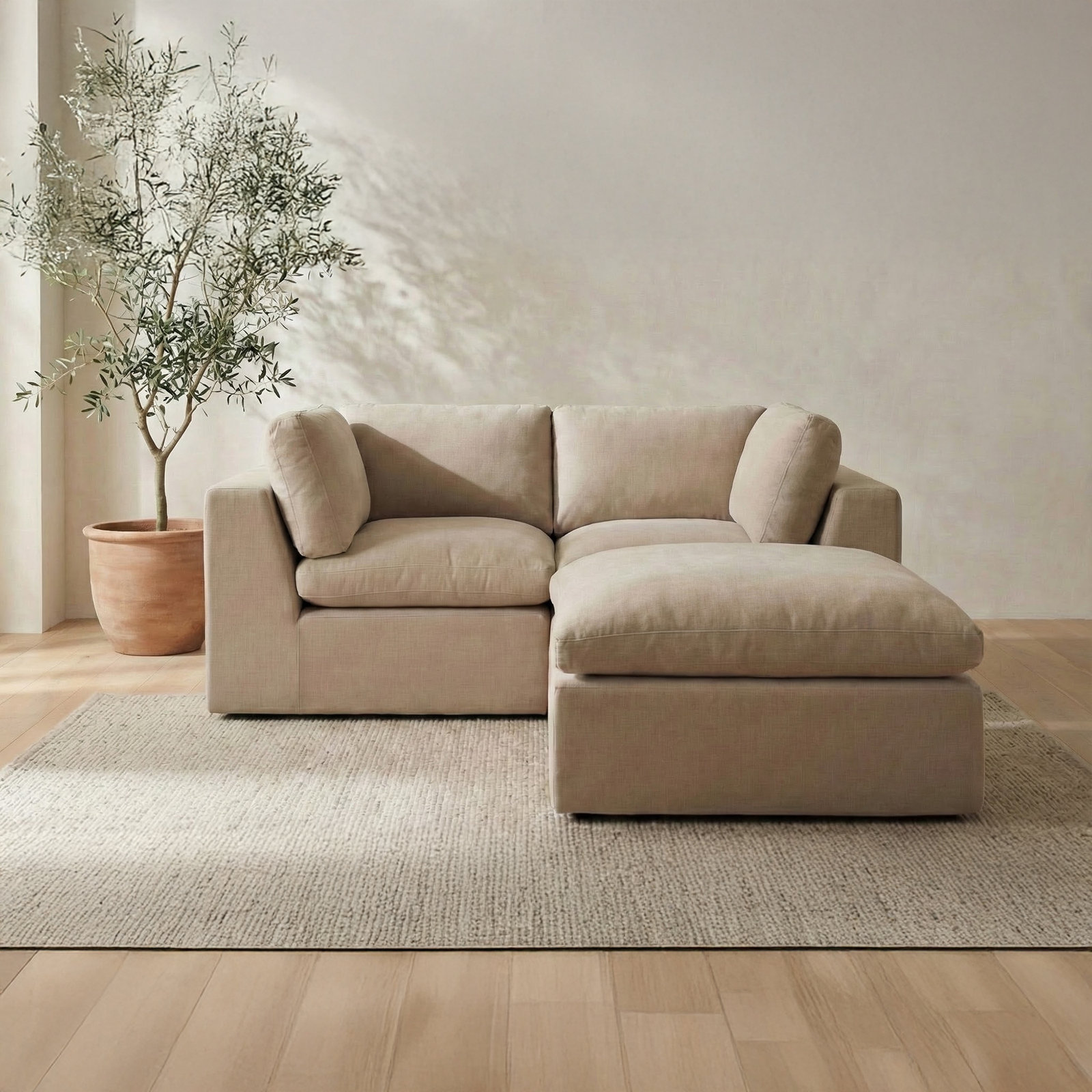 Calder Modular Corner Sectional, Beige Polyester