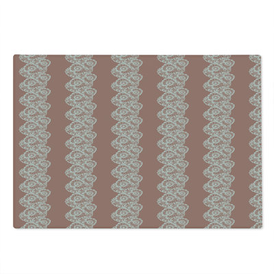 Ambesonne Vintage Cutting Board Large Size White Lacy Romantic Crochet Blush Water