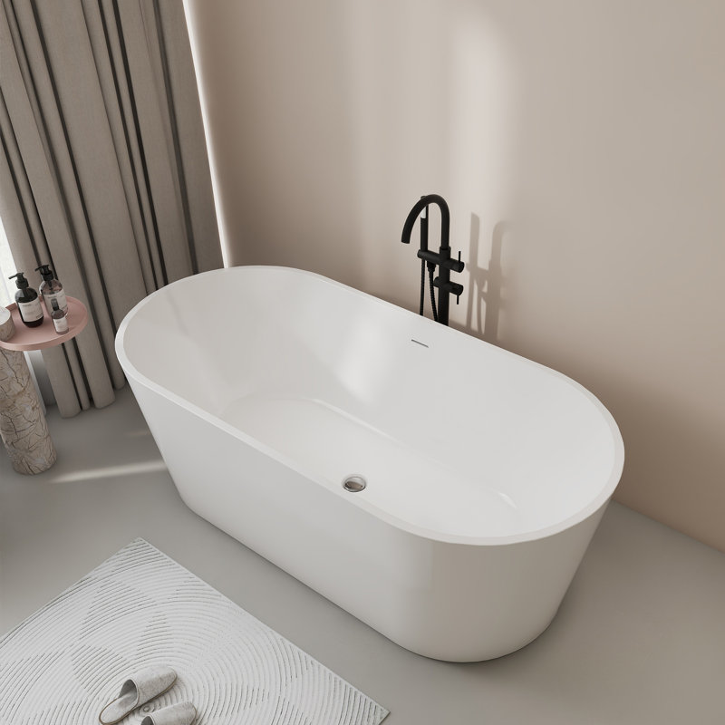 67" Acrylic Freestanding Bathtub Modern Soaking Tub