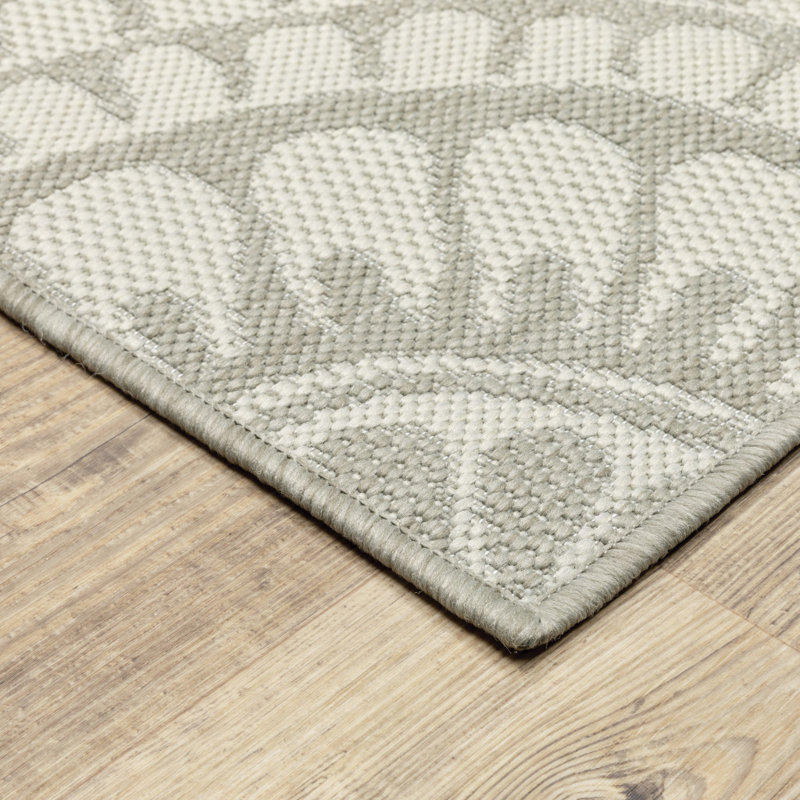 Tapis d'intérieur / extérieur gris / ivoire Jager, Rectangle 5 pi 3 po x 7 pi 3 po