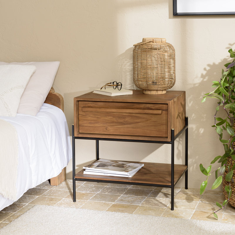 Bedside Table 1 Drawer 1 Shelf In Reclaimed Teak Wood