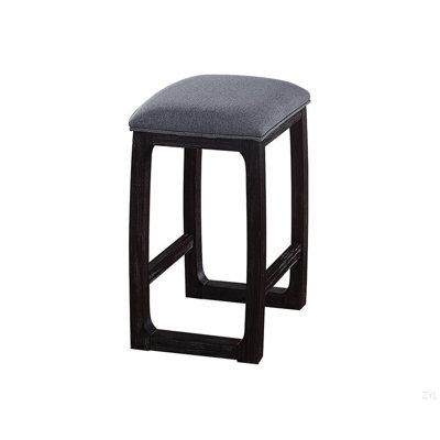 Tabouret à hauteur de comptoir en tissu et espresso vieilli