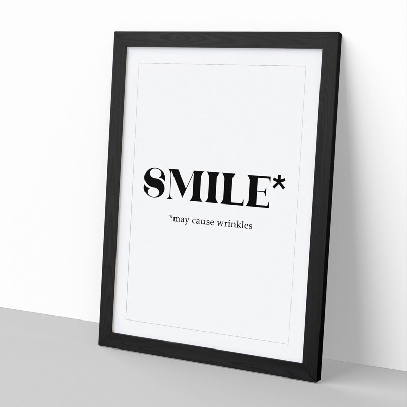 Smile - Single Picture Frame Print on Wood, Black Framed, 90cm H x 65cm W x 2cm D