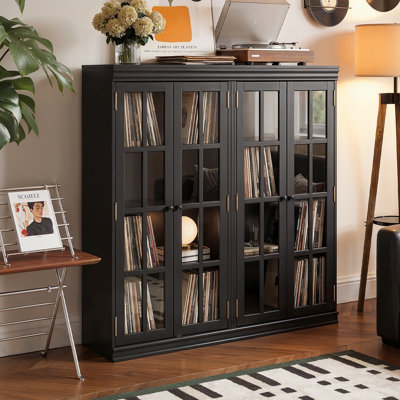 4 Glass Doors Media Storage Cabinet