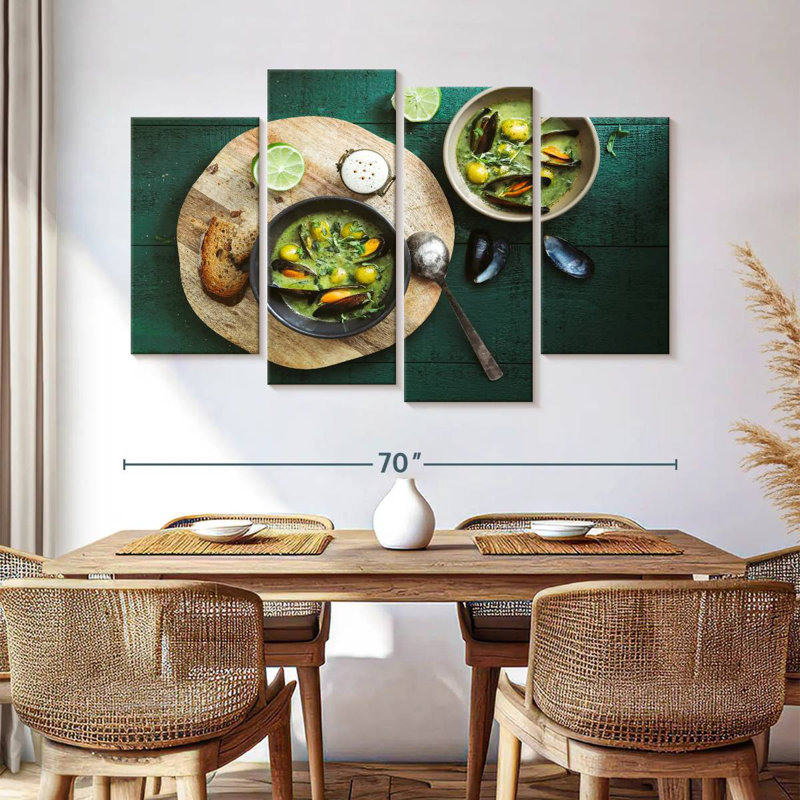 Yarlin Mussel And Spinach Soup, 42" H x 68" W