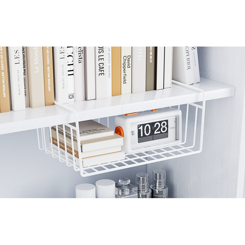 Prep & Savour Wire Under Shelf Basket 4-Pack Creating Extra Isolated Storage Space for Pantry, Refrigerator, White