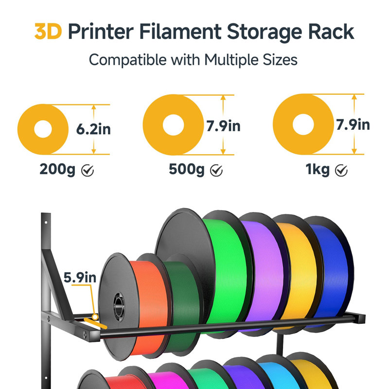 3D Printer Stand,  3D Printer Filament Storage Rack Wall Mount For PLA, ABS, TPU, Nylon Filaments (shelf Only)