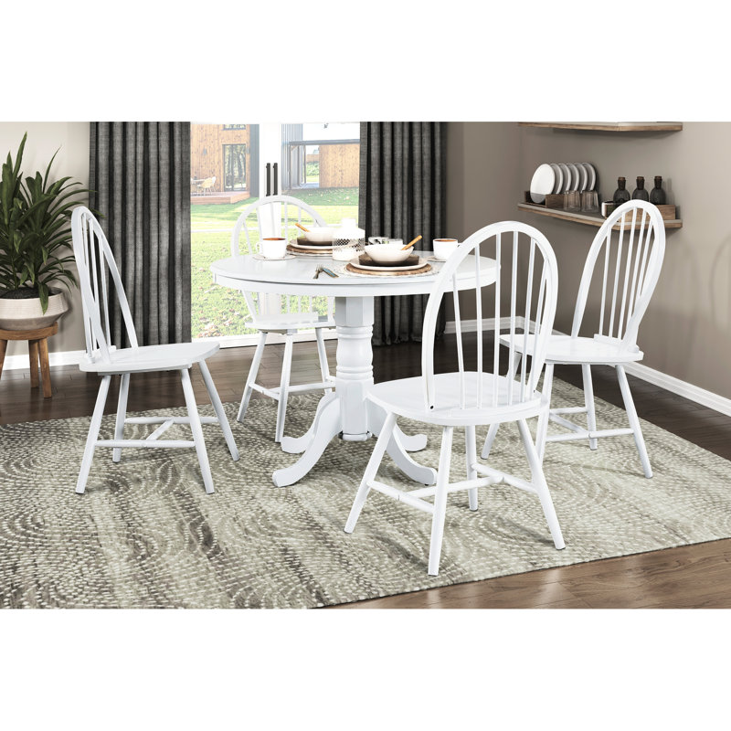 Table de salle à manger ronde blanche avec 4 sièges