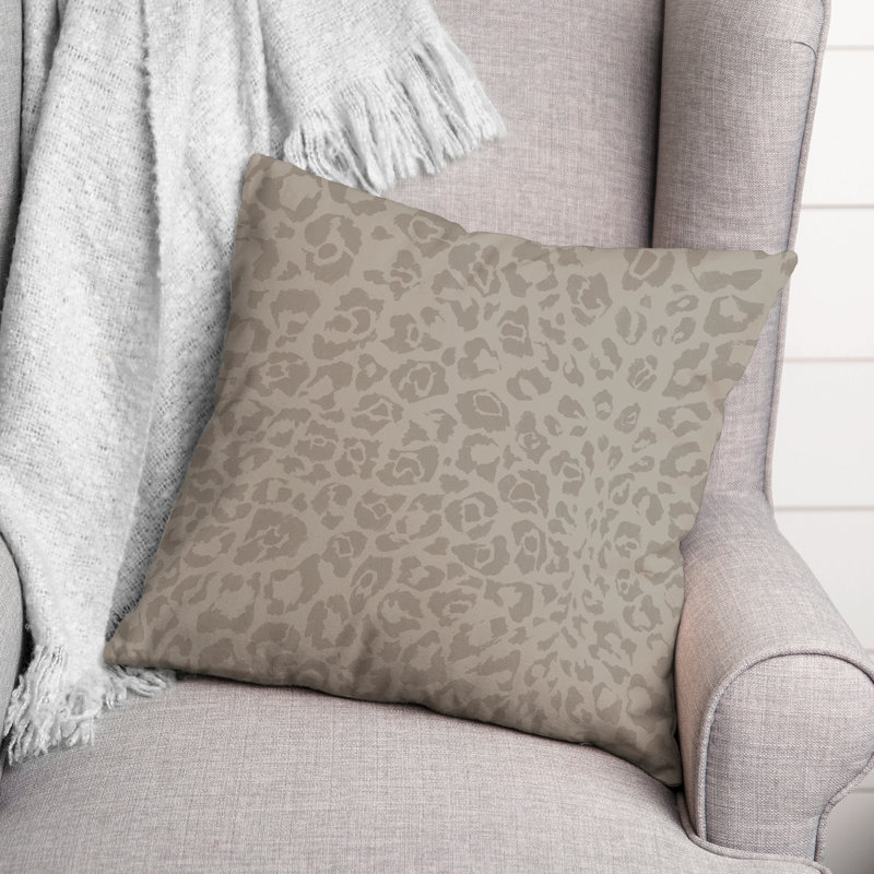 Animal Print Outdoor Reversible Throw Pillow, Gray